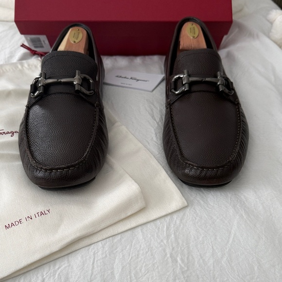 Salvatore Ferragamo Dark Brown Leather Loafers Men’s Size 13 - Picture 2 of 8